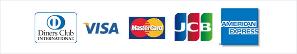 Diners Club、VISA、MasterCard、JCB、AMERICAN EXPRESS